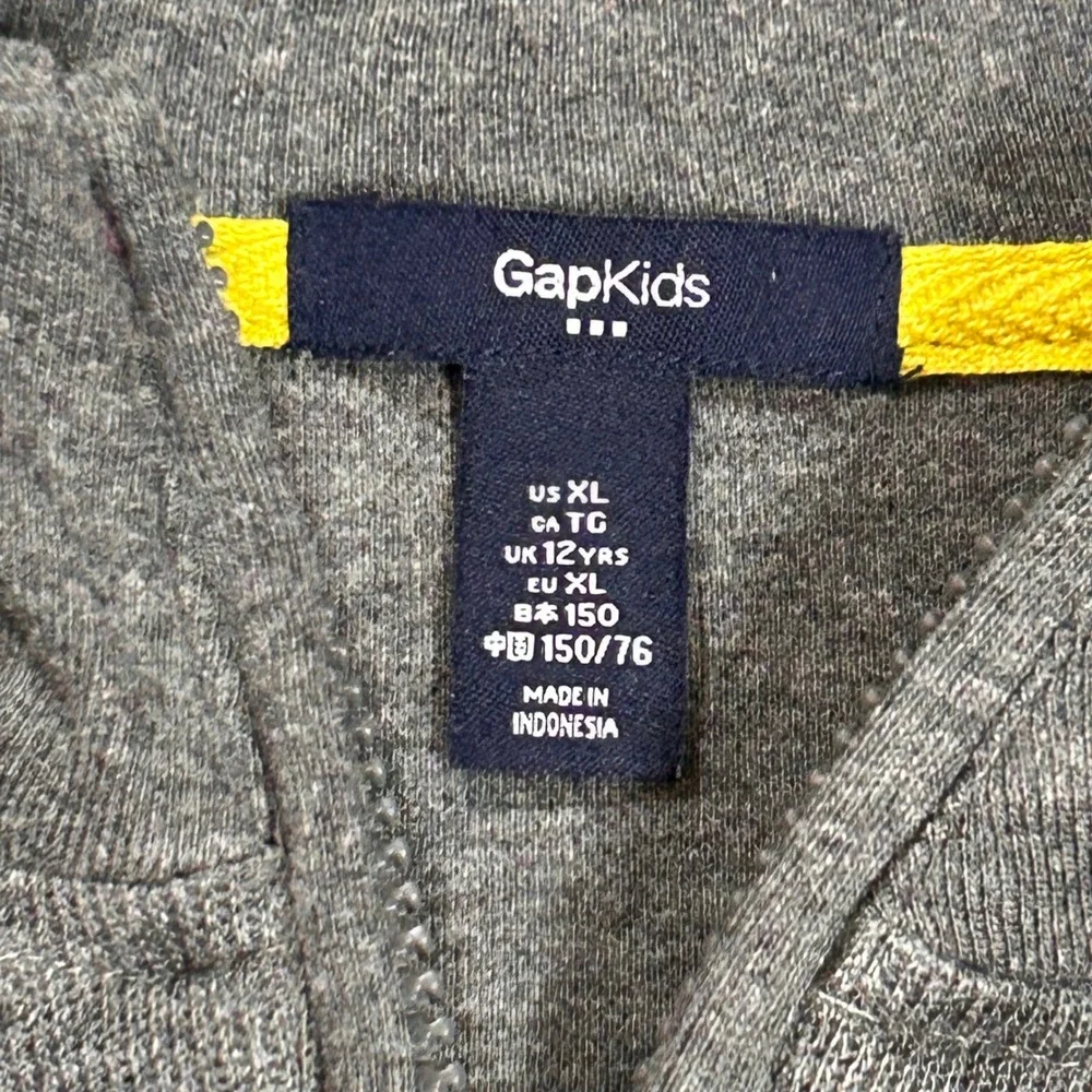 Gap Kids Quarter Zip Pullover Sweater Boys XL 12 Gray Yellow Striped Knit Preppy